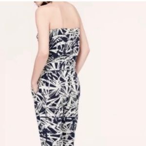 Ann Taylor LOFT strapless jumpsuit palm print sz 6